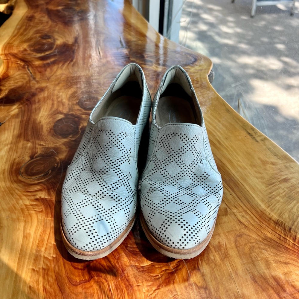 SHERIDAN MIA White Perforated Leather Loafers size 40